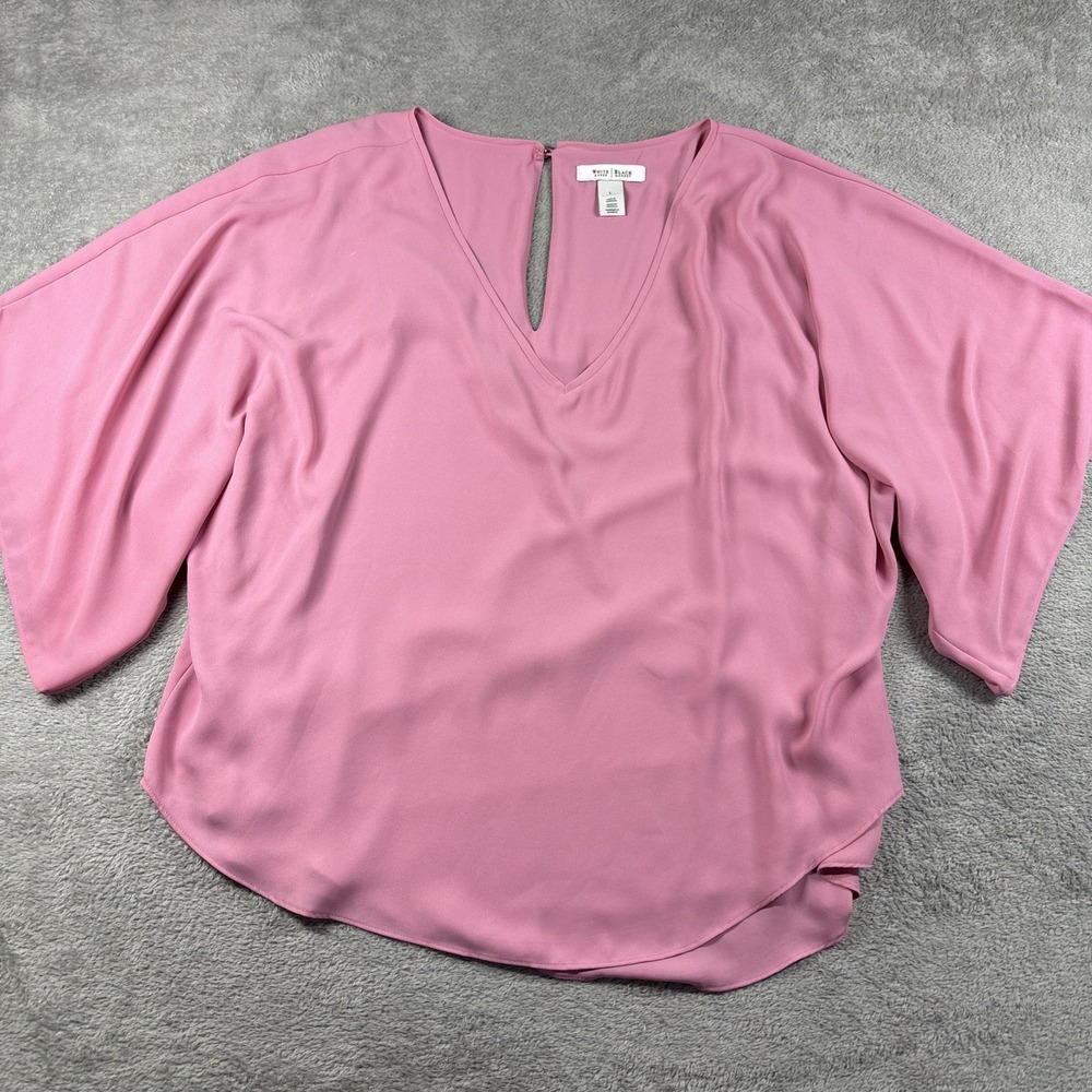 White House Black Market Boho Chic Pink Kimono Sleeve Blouse Size Large